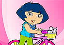 Colorir Dora Com Sua Bicicleta