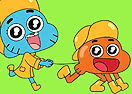 Colorir Gumball e Darwin Brincando