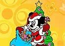 Colorir Mickey Fantasiado de Papai Noel