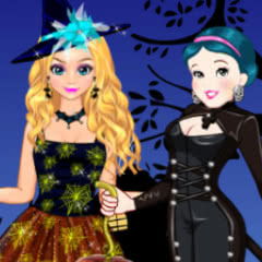 Elsa and Snow White Halloween Dress Up