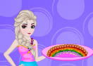 Elsa Cooking Rainbow Pizza