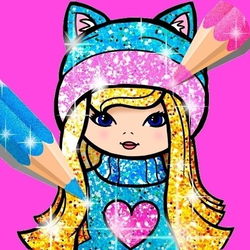 Girls Coloring Book Glitter