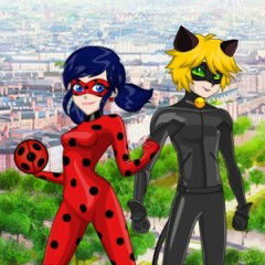 Desenho cat noir e ladybug