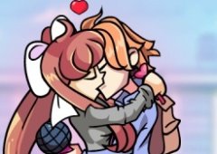 Senpai and Monika Kissing