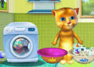Talking Ginger Washing Clothes